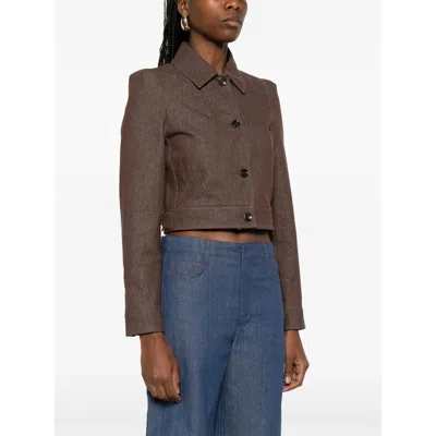 Max Mara Carpa Cropped Denim Jacket By  In Brown