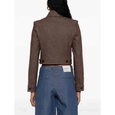 Max Mara Carpa Cropped Denim Jacket By  In Brown