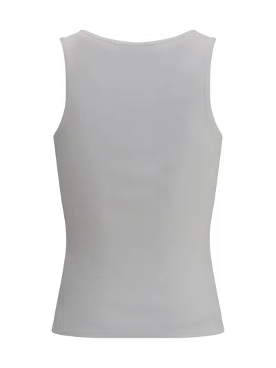 Balenciaga Ribbed Viscose Blend Tank Top In Gray