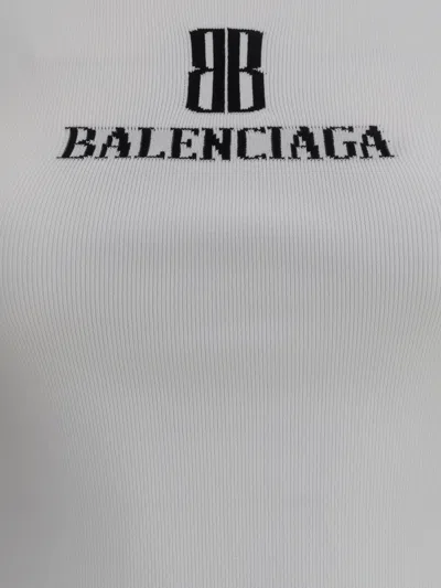 Balenciaga Ribbed Viscose Blend Tank Top In Gray