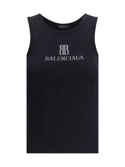 Balenciaga Women Logo Tank Top In Black