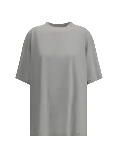 Balenciaga Beige Blackletter Script T-shirt In Gray