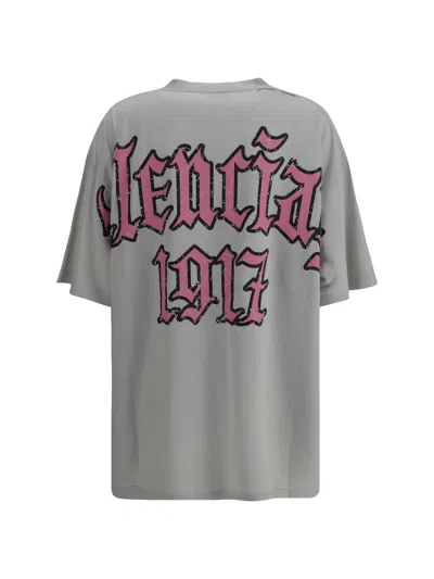 Balenciaga Beige Blackletter Script T-shirt In Gray