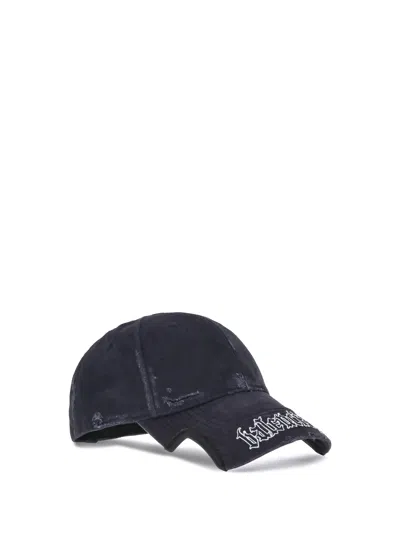 Balenciaga Black Drill Blackletter Script Cap In Black