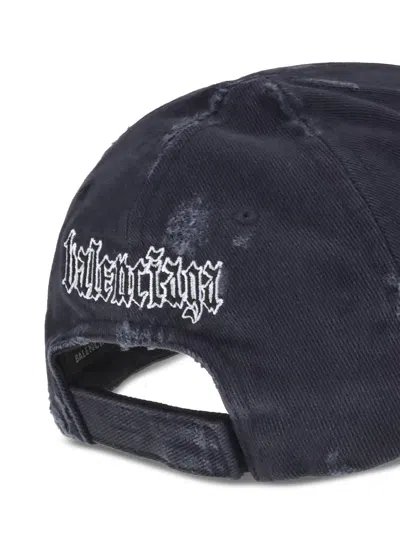 Balenciaga Black Drill Blackletter Script Cap In Black