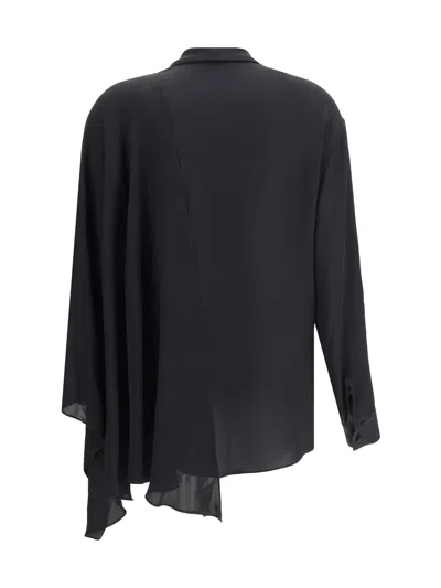 Balenciaga Black Georgette Scarf Blouse In Black