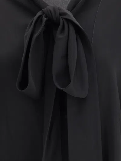 Balenciaga Black Georgette Scarf Blouse In Black