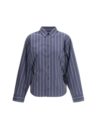 Balenciaga Striped Shirt In Blue