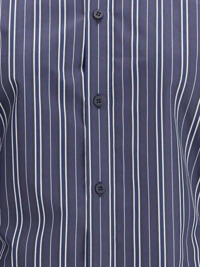 Balenciaga Striped Shirt In Blue
