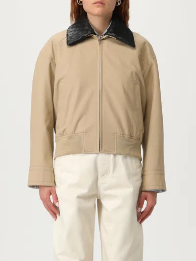 Bottega Veneta Beige Jacket With Removable Collar With Intrecciato Motif In Cotton Woman In Neutral