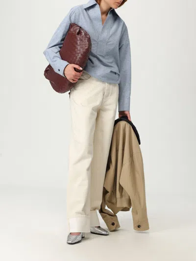 Bottega Veneta Beige Jacket With Removable Collar With Intrecciato Motif In Cotton Woman In Neutral