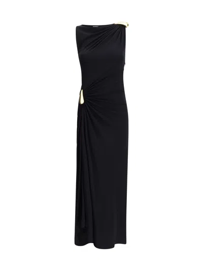 Bottega Veneta Asymmetric Hem Viscose Jersey Dress In Black
