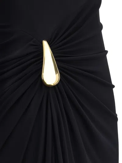 Bottega Veneta Asymmetric Hem Viscose Jersey Dress In Black