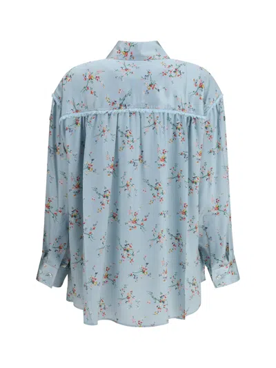 Bottega Veneta Women Silk Floral Shirt In Blue