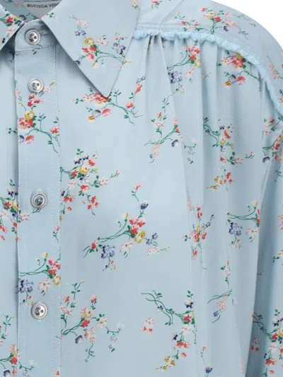 Bottega Veneta Women Silk Floral Shirt In Blue