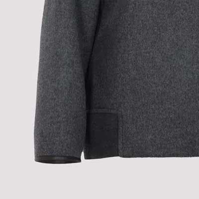 Bottega Veneta Wool Jacket With Hood And Leather Trim