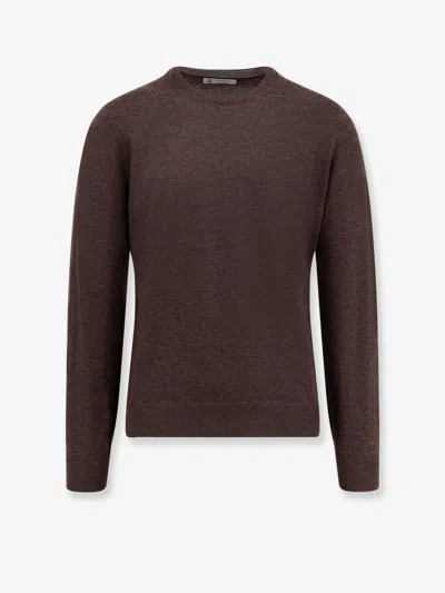 Brunello Cucinelli Cashmere Crew-neck Sweater Ribbed Finish In Brown