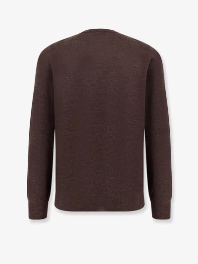 Brunello Cucinelli Cashmere Crew-neck Sweater Ribbed Finish In Brown