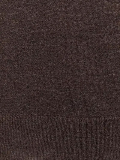 Brunello Cucinelli Cashmere Crew-neck Sweater Ribbed Finish In Brown