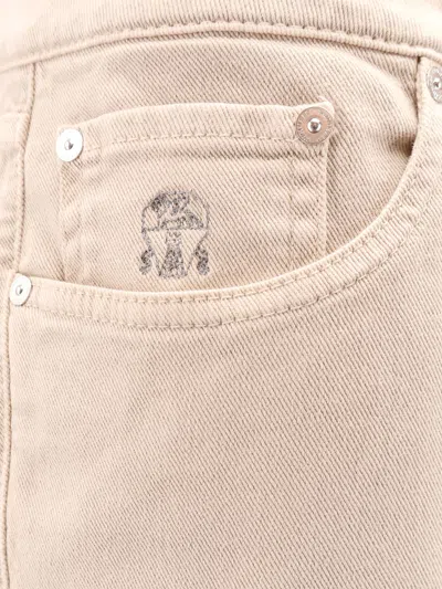 Brunello Cucinelli Men Traditional Fit Denim Trousers In Neutral