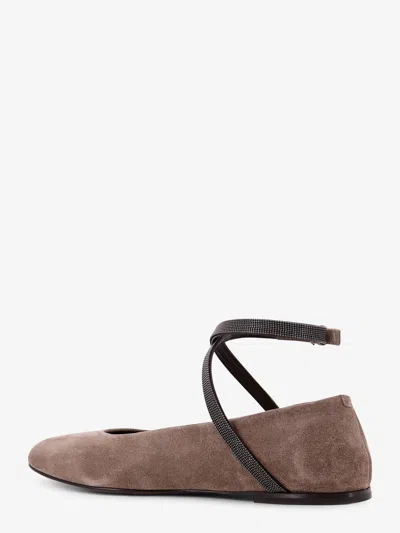 Brunello Cucinelli Women Suede Ballerinas With Monili Detail
