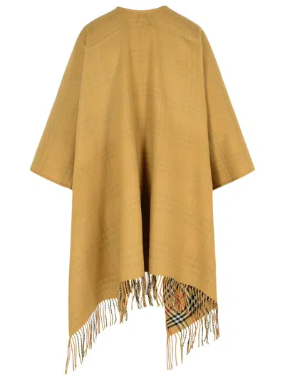 Burberry Reversible Check Beige Wool Cape