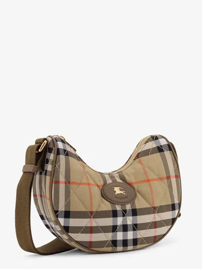 Burberry Curved Shoulder Bag With Classic Check Pattern And Gold-tone Hardware