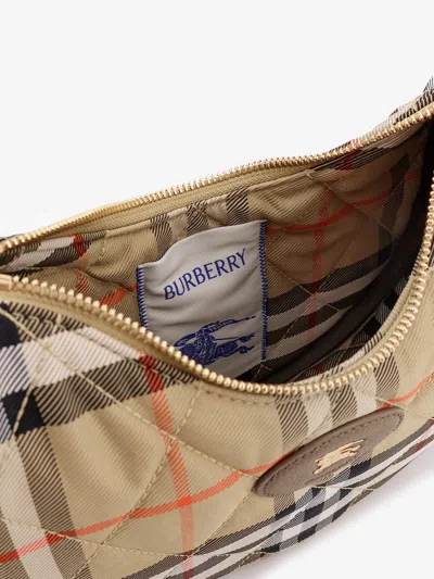 Burberry Curved Shoulder Bag With Classic Check Pattern And Gold-tone Hardware