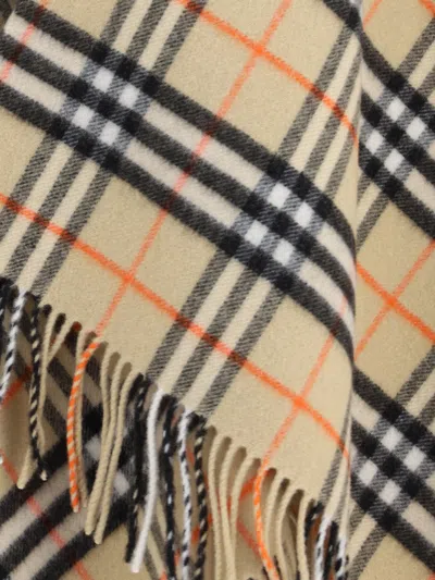 Burberry Charlotte Cape With Plaid Pattern And Fringe