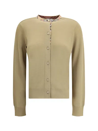 Burberry Structured Wool Cardigan Check Pattern