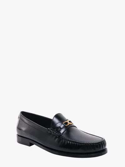 Celine Triumph Leather Metal Hardware Moc Toe Loafer In Black
