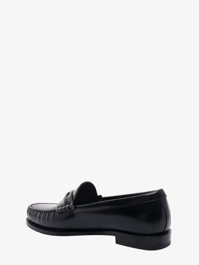 Celine Triumph Leather Metal Hardware Moc Toe Loafer In Black