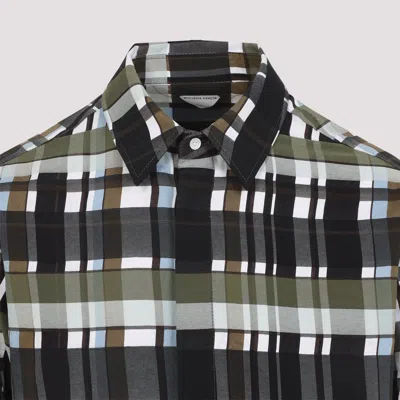 Bottega Veneta Checked Collar Shirt Long Sleeves In Gray