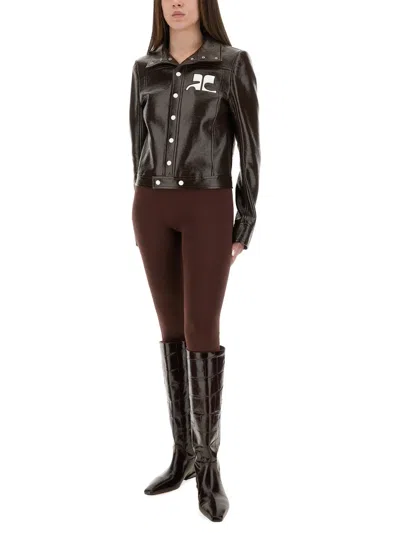 Courrèges Courreges Women Reedition Vinyl Jacket In Brown