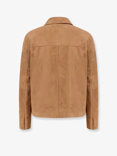 Dior Men Suede Jacket With  Engravings In Brown