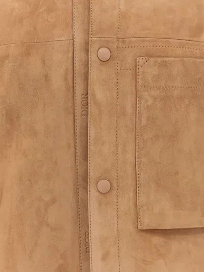 Dior Men Suede Jacket With  Engravings In Brown
