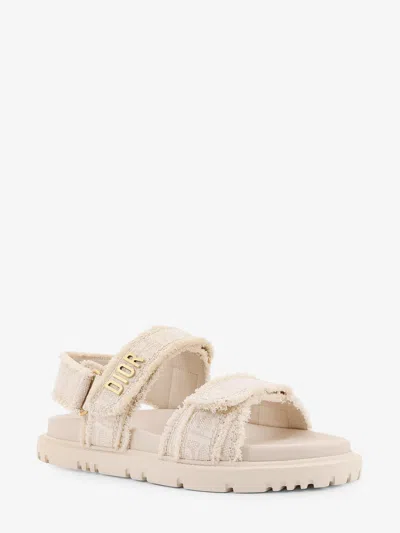 Dior Women Act Fabric Sandals With  Oblique Motif In Neutral