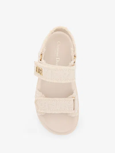 Dior Women Act Fabric Sandals With  Oblique Motif In Neutral
