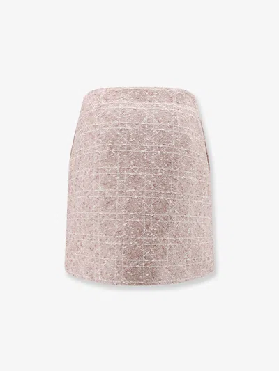 Dior Women Macrocannage Cotton Blend Tweed Mini Skirt In Neutral