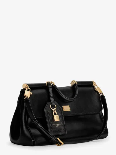 Dolce & Gabbana Black Handbag With Padlock Detail And Adjustable And Removable Shoulder Strap In Leather Woman