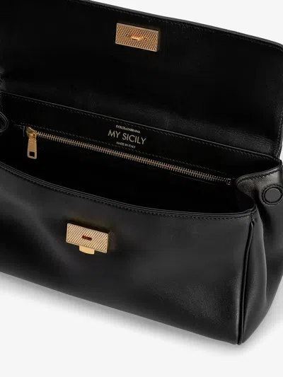 Dolce & Gabbana Black Handbag With Padlock Detail And Adjustable And Removable Shoulder Strap In Leather Woman