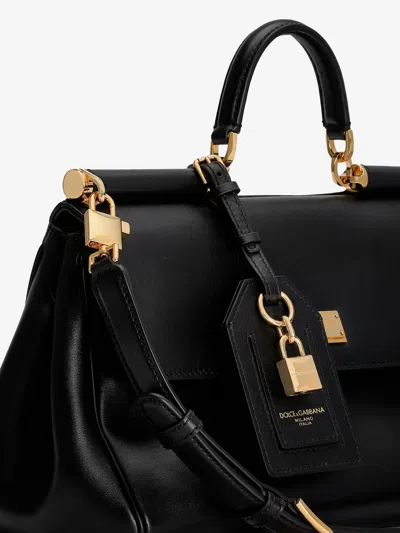 Dolce & Gabbana Black Handbag With Padlock Detail And Adjustable And Removable Shoulder Strap In Leather Woman