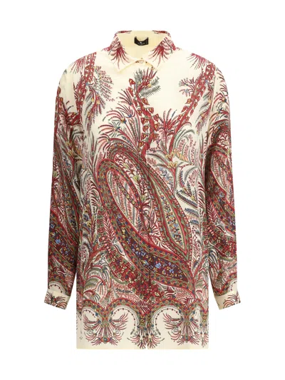 Etro Paisley Print Silk Shirt With Collared Neck In Multi