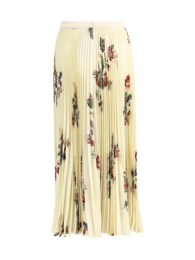 Etro Floral Print Pleated Midi Skirt In Yellow