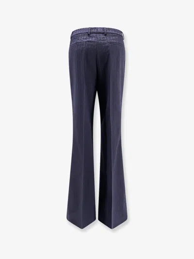 Etro Women Wool Trousers With Iconic Motif In Blue
