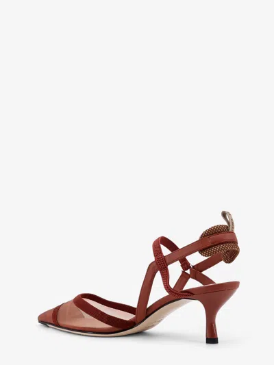 Fendi Women Colibrã¬ Leather And Mesh Slingback With Ff Motif