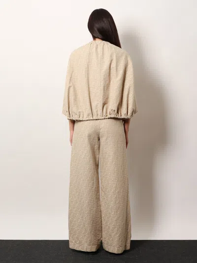 Fendi Women Ff Cotton And Linen Jacket In Neutral
