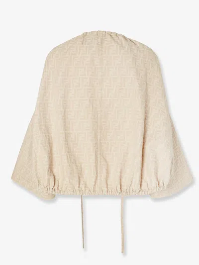 Fendi Women Ff Cotton And Linen Jacket In Neutral