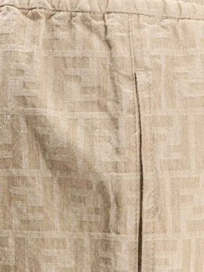 Fendi Women Ff Cotton And Linen Shorts In Multi