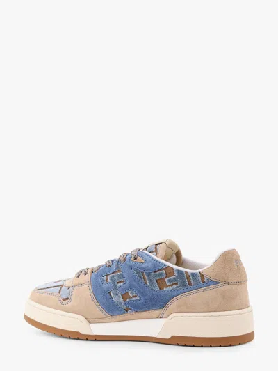Fendi Women Suede Sneakers With Ff Inserts In Blue